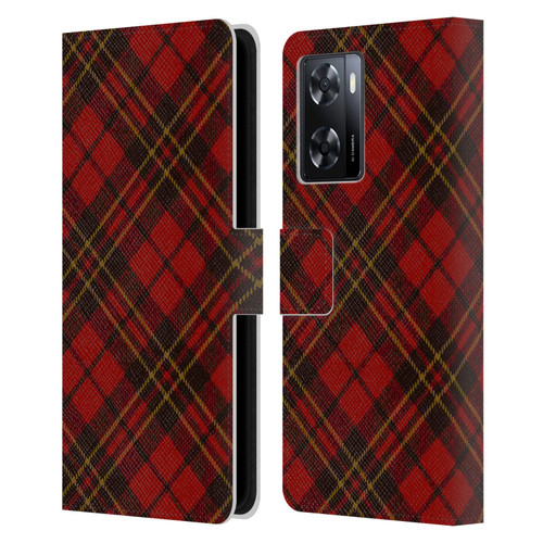 PLdesign Christmas Red Tartan Leather Book Wallet Case Cover For OPPO A57s