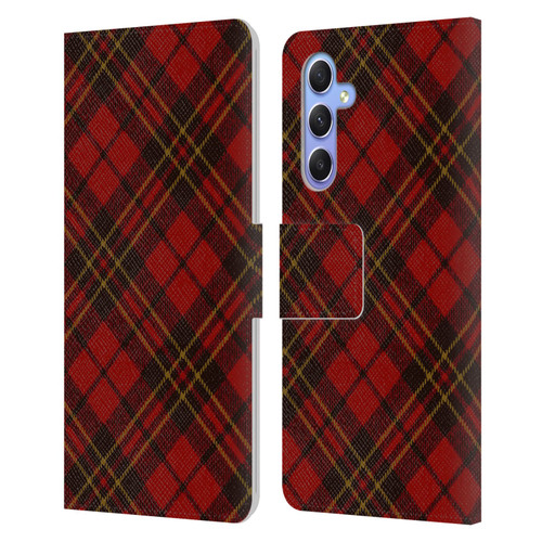 PLdesign Christmas Red Tartan Leather Book Wallet Case Cover For Samsung Galaxy A34 5G