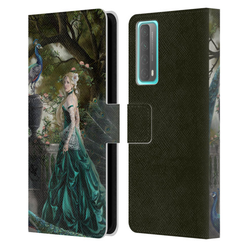 Nene Thomas Art Peacock & Princess In Emerald Leather Book Wallet Case Cover For Huawei P Smart (2021)