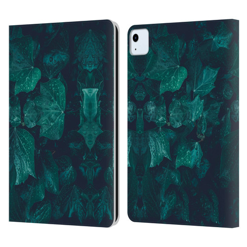 PLdesign Flowers And Leaves Dark Emerald Green Ivy Leather Book Wallet Case Cover For Apple iPad Air 2020 / 2022