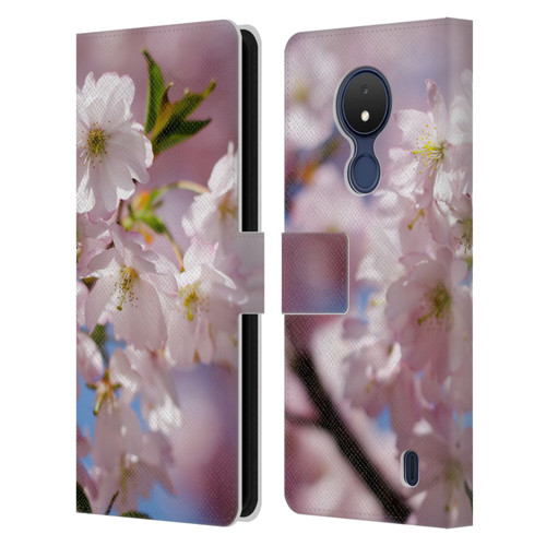 PLdesign Flowers And Leaves Spring Blossom Leather Book Wallet Case Cover For Nokia C21