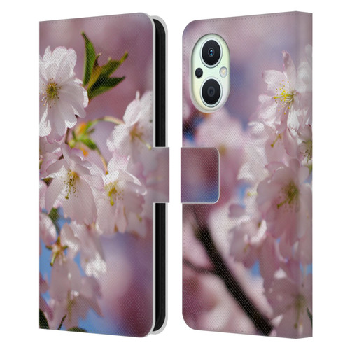 PLdesign Flowers And Leaves Spring Blossom Leather Book Wallet Case Cover For OPPO Reno8 Lite