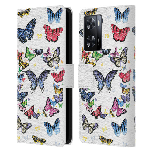 Nene Thomas Art Butterfly Pattern Leather Book Wallet Case Cover For OPPO A57s