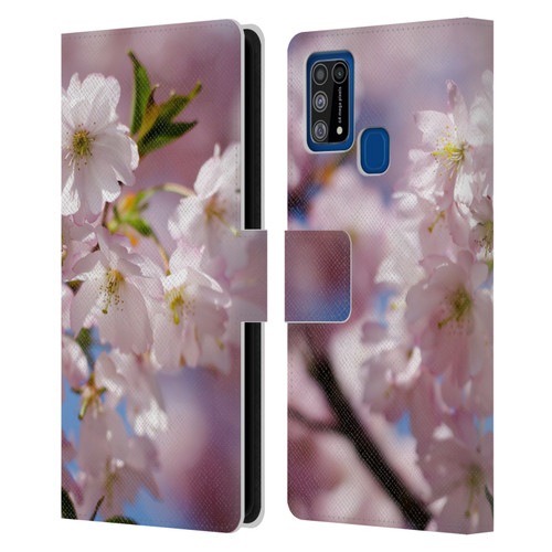 PLdesign Flowers And Leaves Spring Blossom Leather Book Wallet Case Cover For Samsung Galaxy M31 (2020)