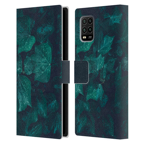 PLdesign Flowers And Leaves Dark Emerald Green Ivy Leather Book Wallet Case Cover For Xiaomi Mi 10 Lite 5G
