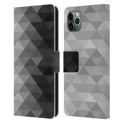 PLdesign Geometric Grayscale Triangle Leather Book Wallet Case Cover For Apple iPhone 11 Pro Max