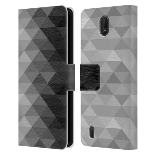 PLdesign Geometric Grayscale Triangle Leather Book Wallet Case Cover For Nokia C01 Plus/C1 2nd Edition