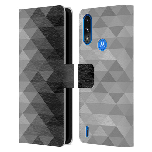 PLdesign Geometric Grayscale Triangle Leather Book Wallet Case Cover For Motorola Moto E7 Power / Moto E7i Power
