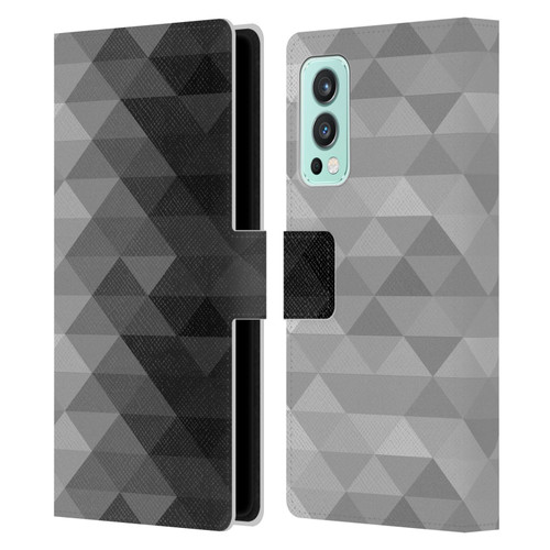 PLdesign Geometric Grayscale Triangle Leather Book Wallet Case Cover For OnePlus Nord 2 5G