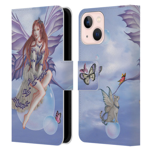 Nene Thomas Bubbles Purple Lace Fairy On Cat Leather Book Wallet Case Cover For Apple iPhone 13 Mini