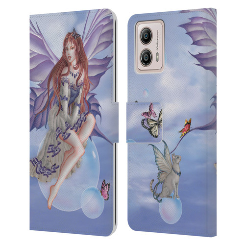 Nene Thomas Bubbles Purple Lace Fairy On Cat Leather Book Wallet Case Cover For Motorola Moto G53 5G