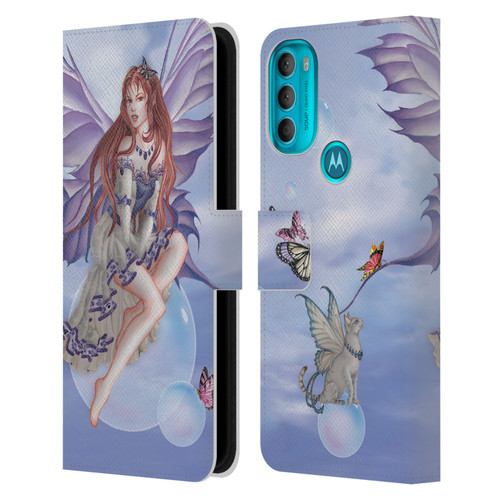 Nene Thomas Bubbles Purple Lace Fairy On Cat Leather Book Wallet Case Cover For Motorola Moto G71 5G