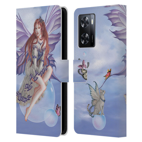 Nene Thomas Bubbles Purple Lace Fairy On Cat Leather Book Wallet Case Cover For OPPO A57s