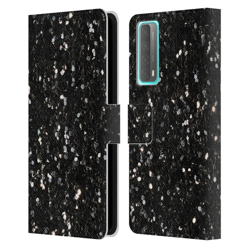 PLdesign Glitter Sparkles Black And White Leather Book Wallet Case Cover For Huawei P Smart (2021)