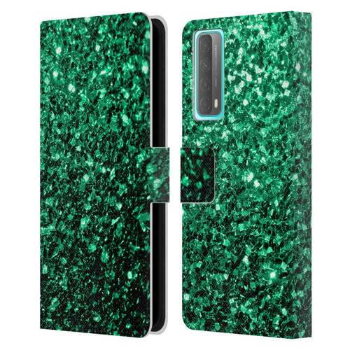 PLdesign Glitter Sparkles Emerald Green Leather Book Wallet Case Cover For Huawei P Smart (2021)