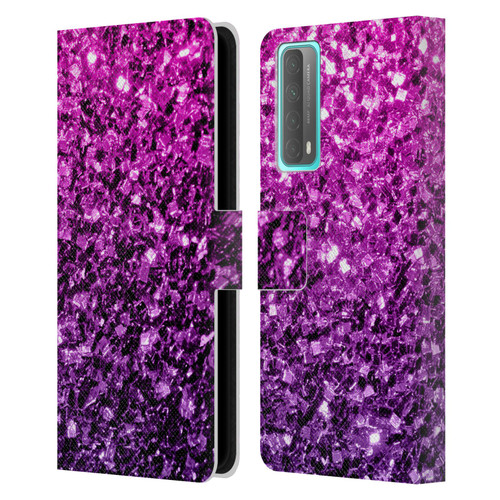PLdesign Glitter Sparkles Purple Pink Leather Book Wallet Case Cover For Huawei P Smart (2021)