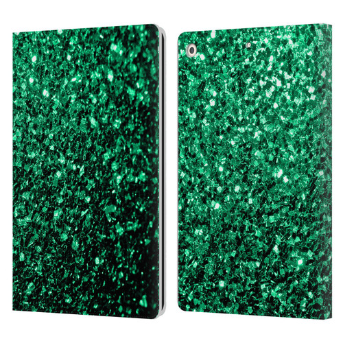 PLdesign Glitter Sparkles Emerald Green Leather Book Wallet Case Cover For Apple iPad 10.2 2019/2020/2021