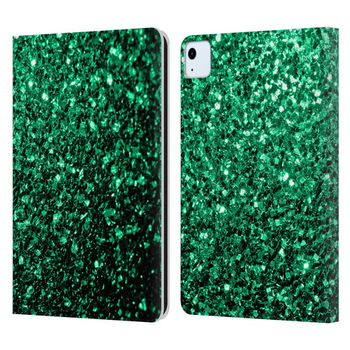 PLdesign Glitter Sparkles Emerald Green Leather Book Wallet Case Cover For Apple iPad Air 2020 / 2022