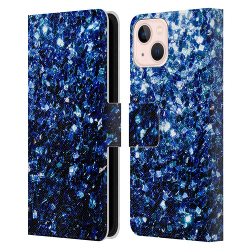 PLdesign Glitter Sparkles Dark Blue Leather Book Wallet Case Cover For Apple iPhone 13