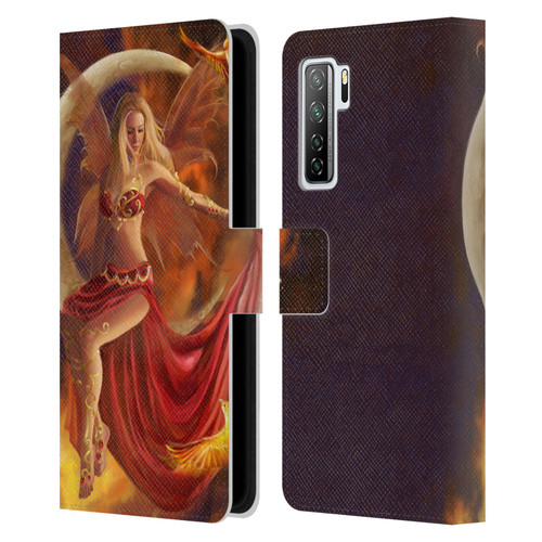 Nene Thomas Crescents Fire Fairy On Moon Phoenix Leather Book Wallet Case Cover For Huawei Nova 7 SE/P40 Lite 5G