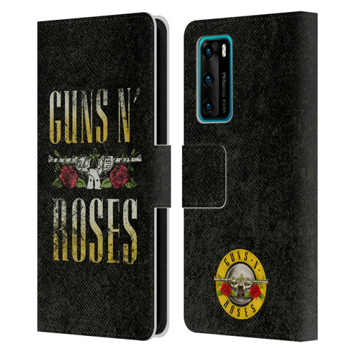 Guns N' Roses Key Art Text Logo Pistol Leather Book Wallet Case Cover For Huawei P40 5G