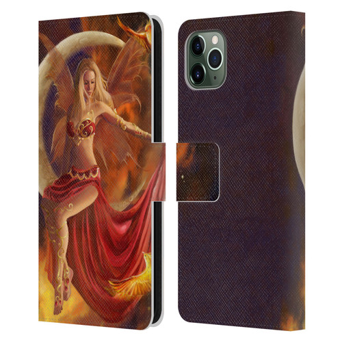 Nene Thomas Crescents Fire Fairy On Moon Phoenix Leather Book Wallet Case Cover For Apple iPhone 11 Pro Max