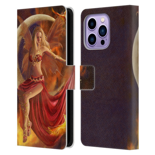 Nene Thomas Crescents Fire Fairy On Moon Phoenix Leather Book Wallet Case Cover For Apple iPhone 14 Pro Max