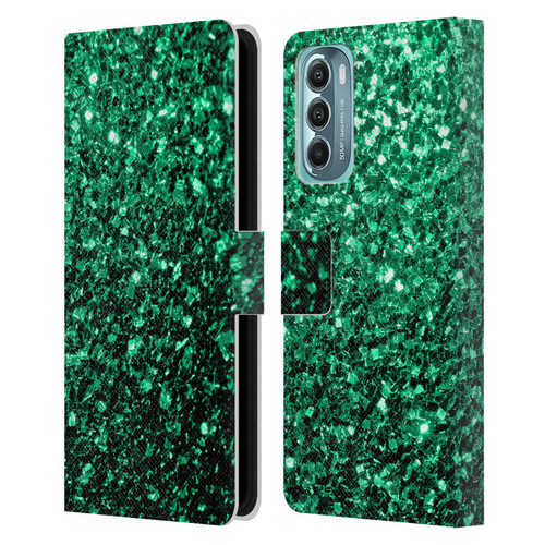 PLdesign Glitter Sparkles Emerald Green Leather Book Wallet Case Cover For Motorola Moto G Stylus 5G (2022)