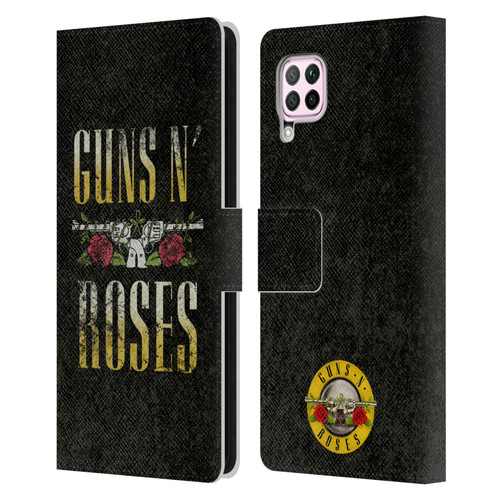 Guns N' Roses Key Art Text Logo Pistol Leather Book Wallet Case Cover For Huawei Nova 6 SE / P40 Lite