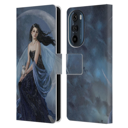 Nene Thomas Crescents Moon Indigo Fairy Leather Book Wallet Case Cover For Motorola Edge 30