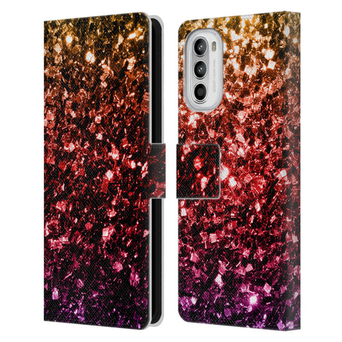 PLdesign Glitter Sparkles Rainbow Leather Book Wallet Case Cover For Motorola Moto G52