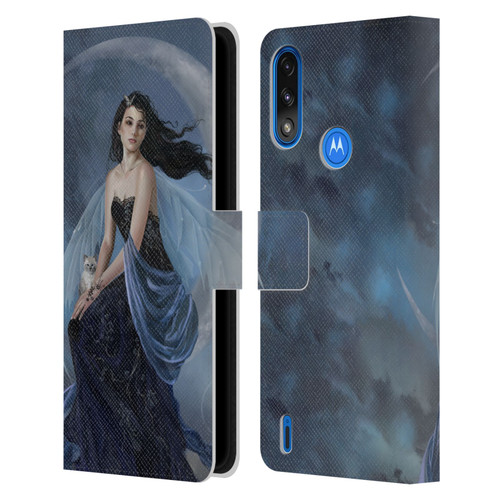 Nene Thomas Crescents Moon Indigo Fairy Leather Book Wallet Case Cover For Motorola Moto E7 Power / Moto E7i Power
