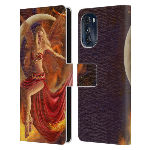 Nene Thomas Crescents Fire Fairy On Moon Phoenix Leather Book Wallet Case Cover For Motorola Moto G (2022)