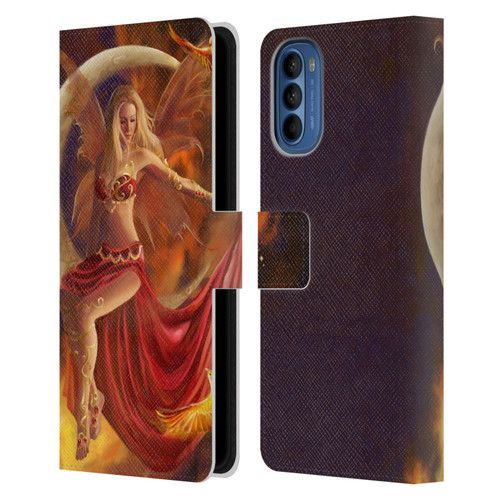 Nene Thomas Crescents Fire Fairy On Moon Phoenix Leather Book Wallet Case Cover For Motorola Moto G41