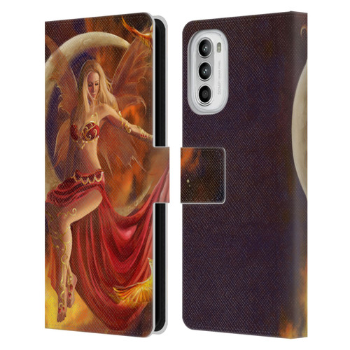 Nene Thomas Crescents Fire Fairy On Moon Phoenix Leather Book Wallet Case Cover For Motorola Moto G52