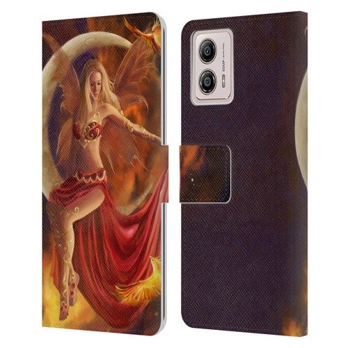 Nene Thomas Crescents Fire Fairy On Moon Phoenix Leather Book Wallet Case Cover For Motorola Moto G53 5G
