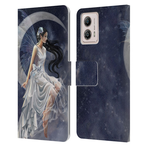 Nene Thomas Crescents Winter Frost Fairy On Moon Leather Book Wallet Case Cover For Motorola Moto G53 5G