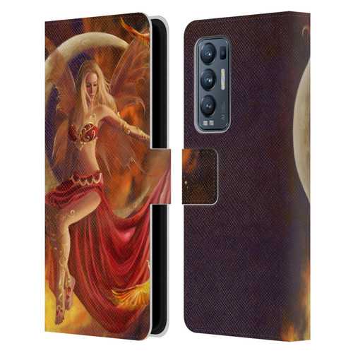 Nene Thomas Crescents Fire Fairy On Moon Phoenix Leather Book Wallet Case Cover For OPPO Find X3 Neo / Reno5 Pro+ 5G
