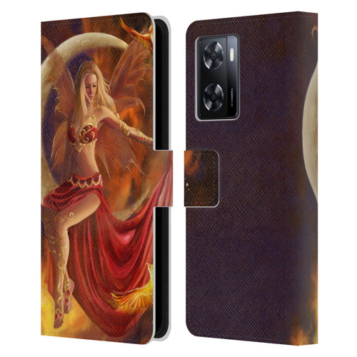 Nene Thomas Crescents Fire Fairy On Moon Phoenix Leather Book Wallet Case Cover For OPPO A57s