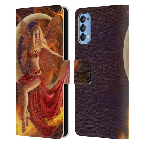 Nene Thomas Crescents Fire Fairy On Moon Phoenix Leather Book Wallet Case Cover For OPPO Reno 4 5G