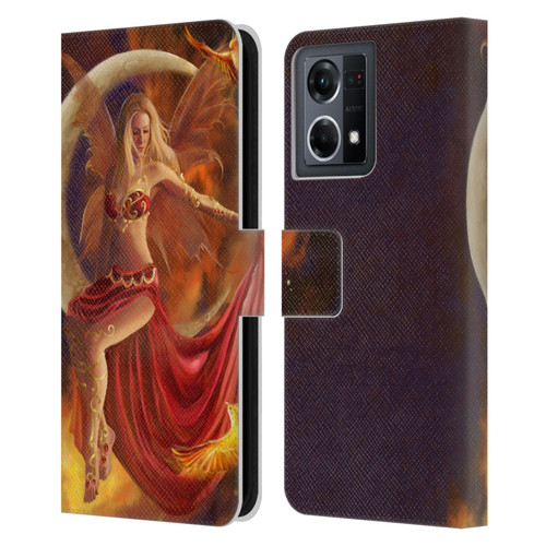 Nene Thomas Crescents Fire Fairy On Moon Phoenix Leather Book Wallet Case Cover For OPPO Reno8 4G