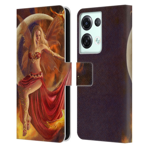 Nene Thomas Crescents Fire Fairy On Moon Phoenix Leather Book Wallet Case Cover For OPPO Reno8 Pro