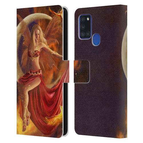 Nene Thomas Crescents Fire Fairy On Moon Phoenix Leather Book Wallet Case Cover For Samsung Galaxy A21s (2020)