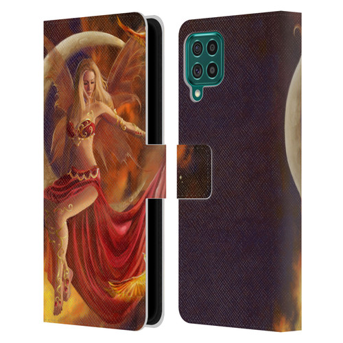 Nene Thomas Crescents Fire Fairy On Moon Phoenix Leather Book Wallet Case Cover For Samsung Galaxy F62 (2021)