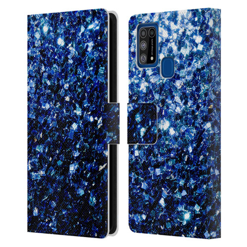 PLdesign Glitter Sparkles Dark Blue Leather Book Wallet Case Cover For Samsung Galaxy M31 (2020)