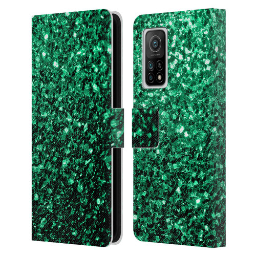 PLdesign Glitter Sparkles Emerald Green Leather Book Wallet Case Cover For Xiaomi Mi 10T 5G