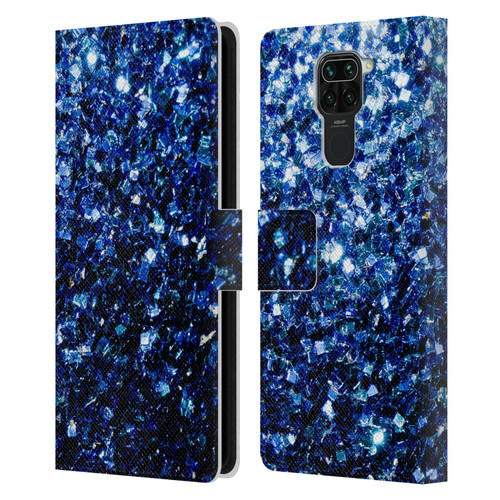 PLdesign Glitter Sparkles Dark Blue Leather Book Wallet Case Cover For Xiaomi Redmi Note 9 / Redmi 10X 4G