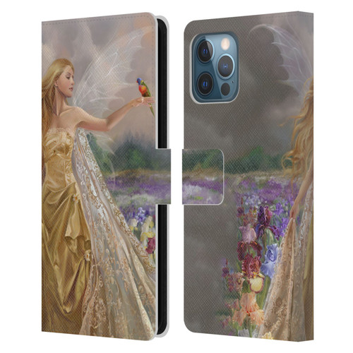 Nene Thomas Deep Forest Gold Angel Fairy With Bird Leather Book Wallet Case Cover For Apple iPhone 12 Pro Max