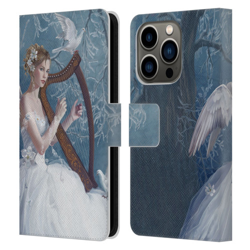 Nene Thomas Deep Forest Chorus Angel Harp And Dove Leather Book Wallet Case Cover For Apple iPhone 14 Pro