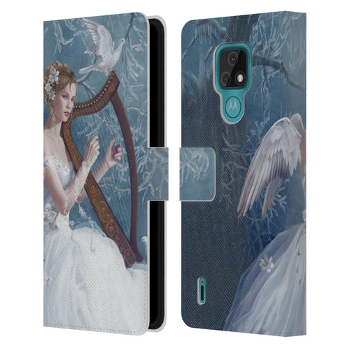 Nene Thomas Deep Forest Chorus Angel Harp And Dove Leather Book Wallet Case Cover For Motorola Moto E7